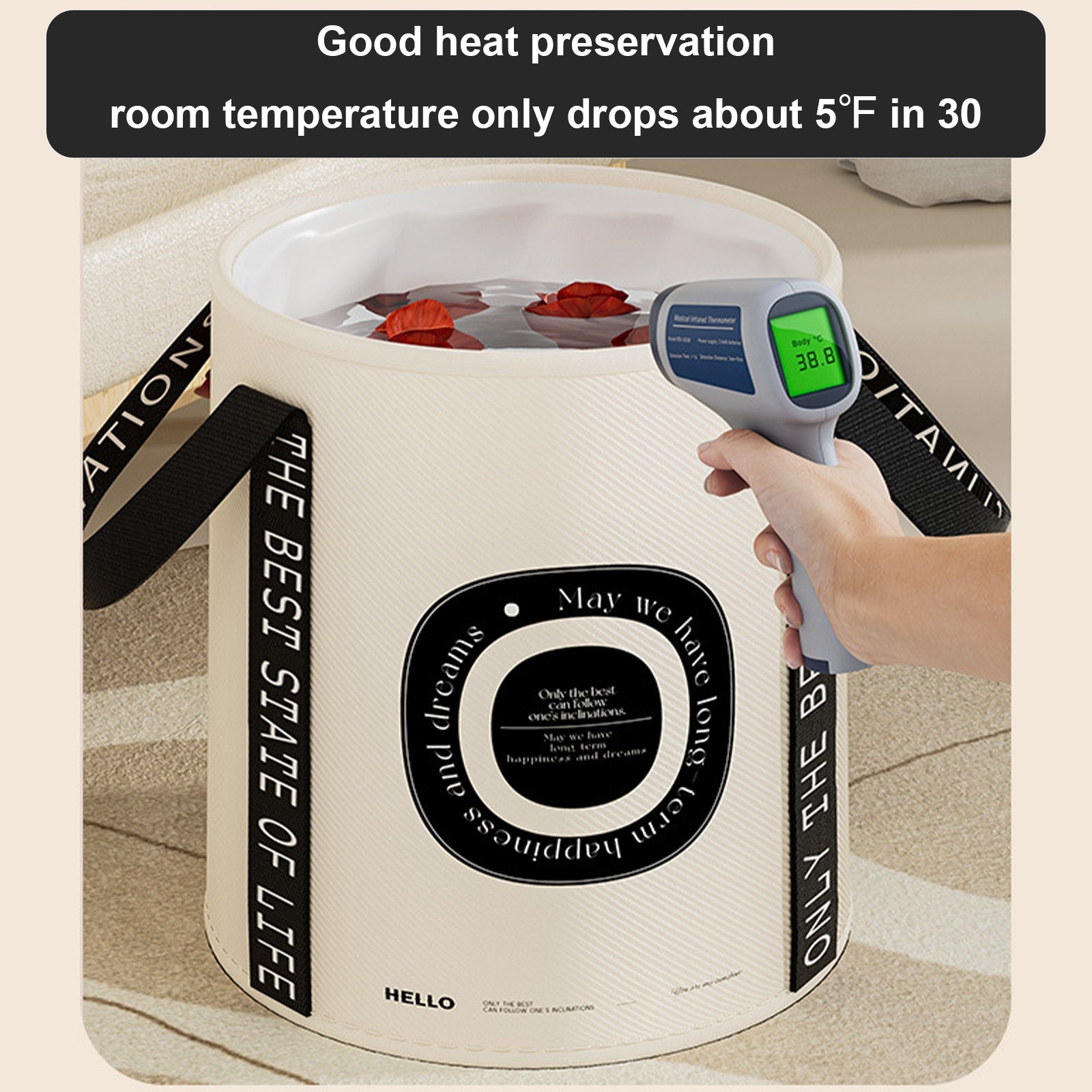 SunOverMoon Collapsible Storage Convenient Footbath Bucket, high Heat Preservation, 14 inches Height, can soak up to The Calf, Easier to Relax and Relieve Fatigue. - SunOverMoon