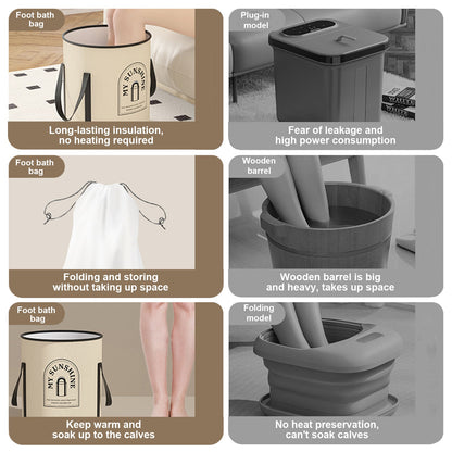 SunOverMoon Collapsible Storage Convenient Footbath Bucket, high Heat Preservation, 14 inches Height, can soak up to The Calf, Easier to Relax and Relieve Fatigue. - SunOverMoon