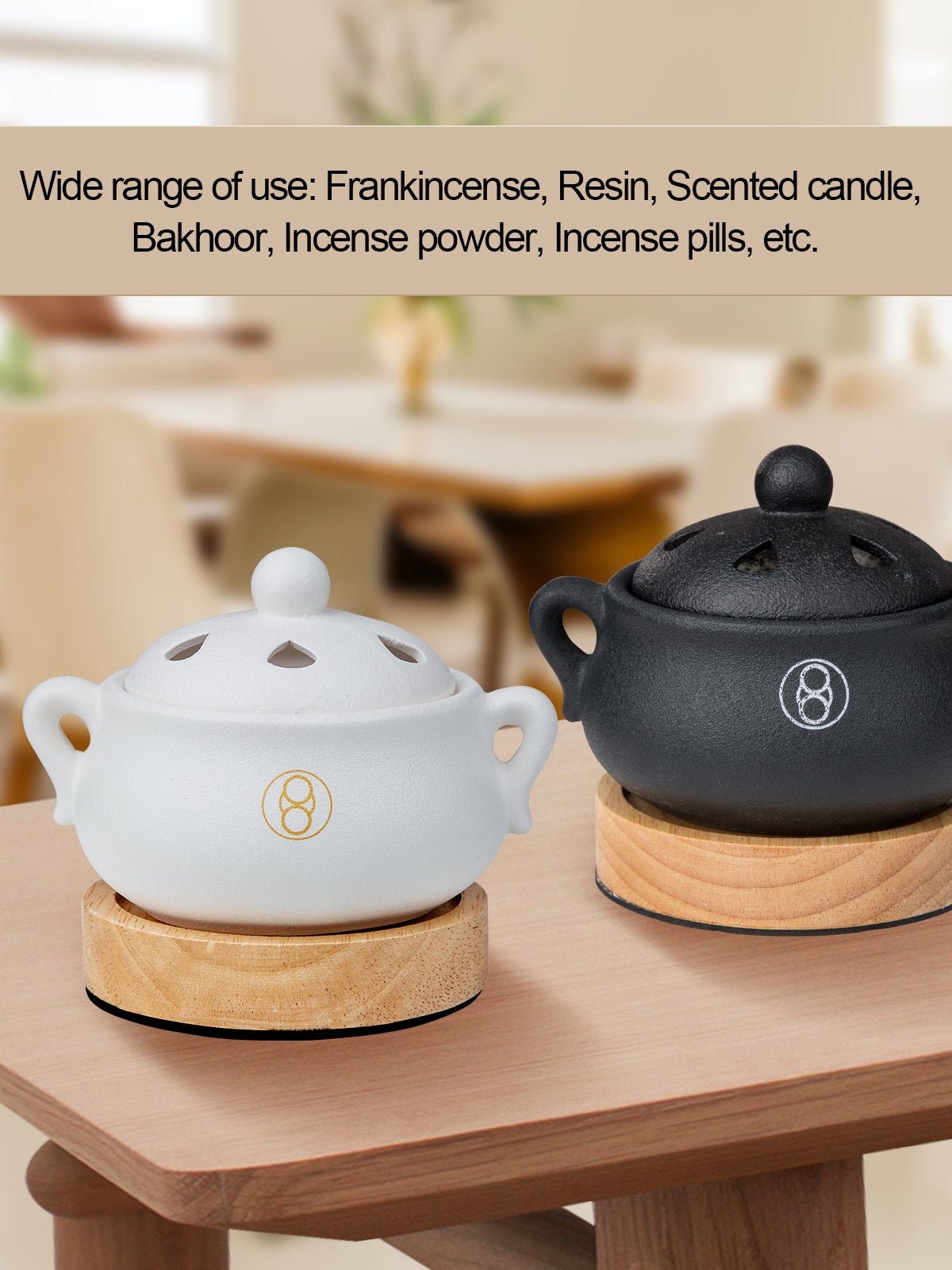 SunOverMoon Electric Incense Burner with Timer, Frankincense Resin Burner, Oud Bakhoor Burner, Charcoal Free Quick How - to, Made Easy, No Open Flame, Eliminate Fire Hazards, Safer - SunOverMoon